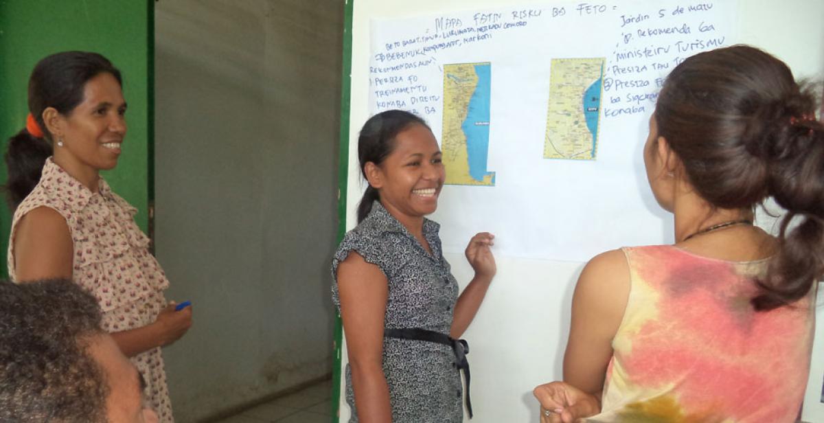 Women participants in a workshop for the 2014 Safe Dili campaign