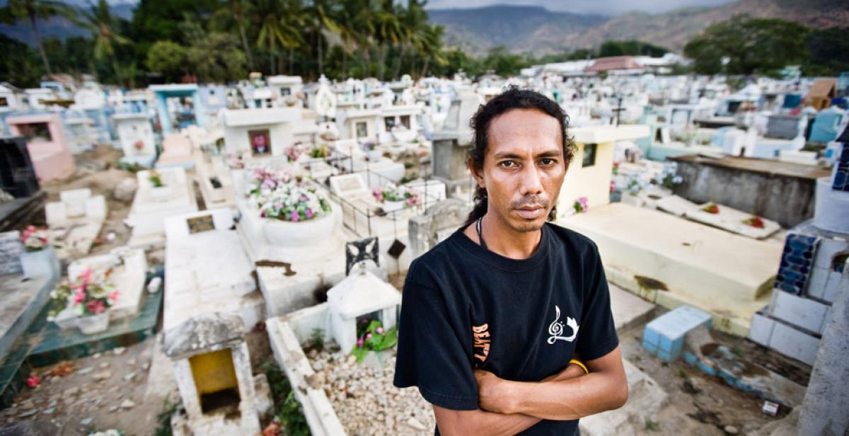 Julinho Ximenhes at Santa Cruz cemetery in Dili