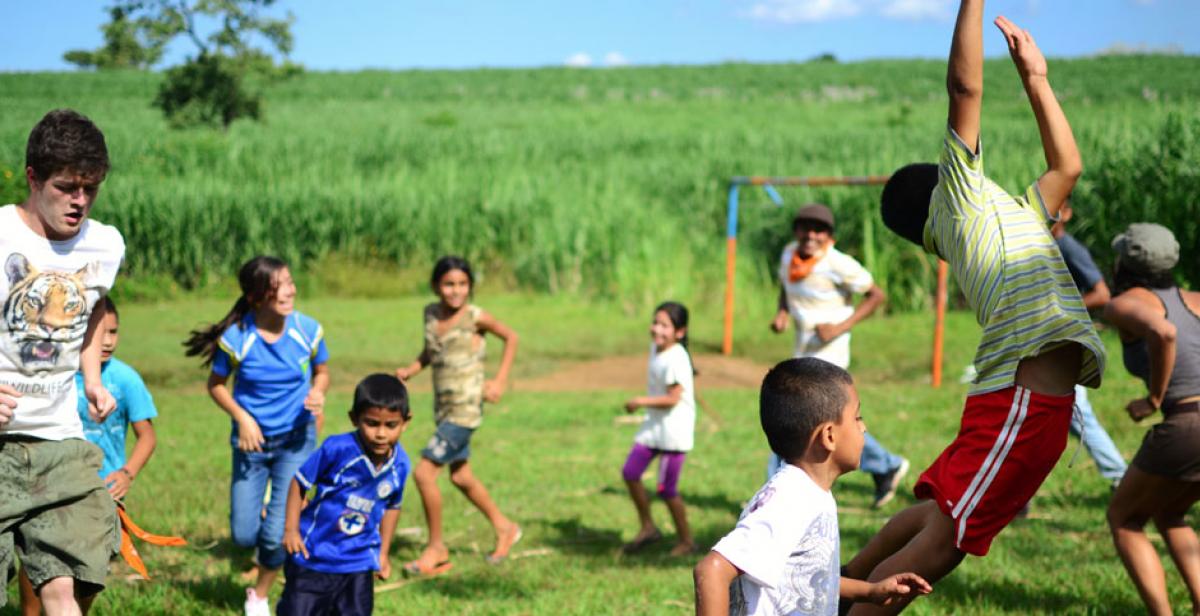 Warm ups with local children