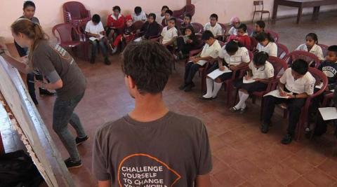 English class in the local school with grades 4-6