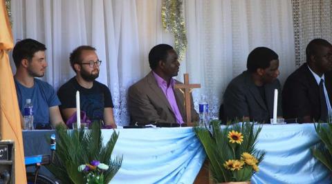 Some of the volunteers were invited to sit on the stage at the pre-school graduation as guests of honour.