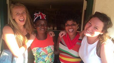 Katie-Mae and I with our mama (sporting the union jack beanie we gave to her) and friend