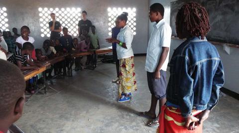 Children participating and listening during the sessions in Bewu