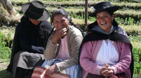 Victoria Cruz (on right) a women's leader in Huancavelica Peru 