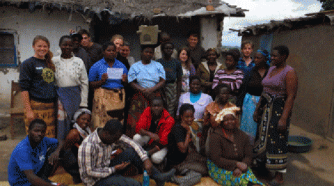 ICS Volunteers and community members in Malawi