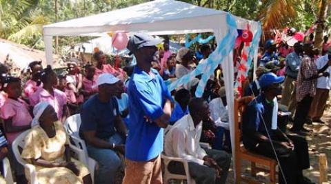 Villagers at the cassava factory inauguration