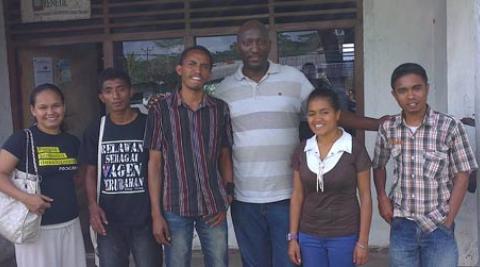 David Muganga (centre, fourth from the left) with FONGTIL youth members