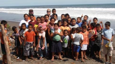 Kids on the beach at El Tamarindo, El Salvador