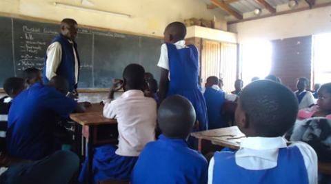 A classroom in a school in Malawi