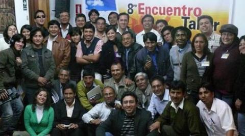 Participants at a radio network meeting in Peru