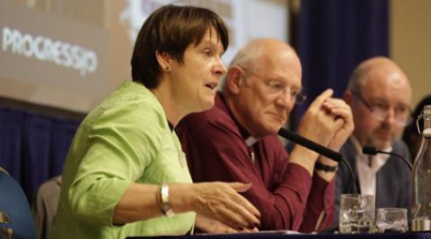 Caroline Spelman MP addresses Christians at a meeting to discuss Rio+20