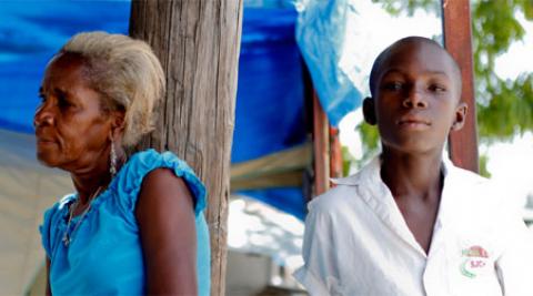 A woman and boy in Haiti
