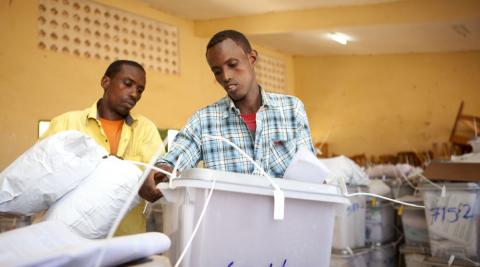 Checking ballot boxes after Somaliland local elections