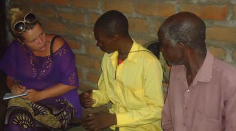 Susan Teale interviewing the head chief of the Nsanje district