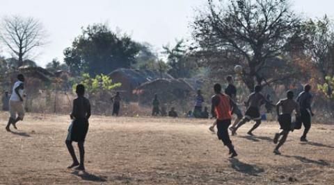 A football match at a village in Malawi