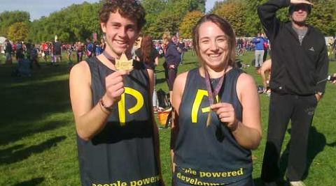 Jeremy Robson and Vicky Schutzer-Weissmann after completing the Royal Parks 2013