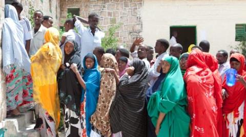 People waiting to vote in Somaliland 2010