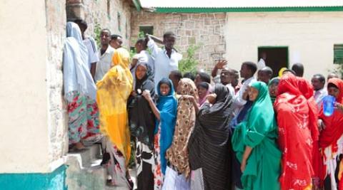 voters queue to cast their ballots in Somaliland