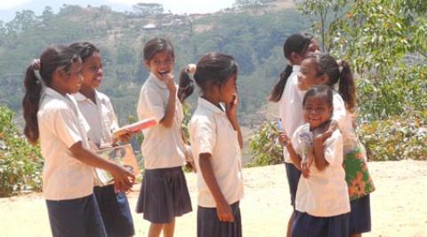 School girls in a rural area of Timor-Leste