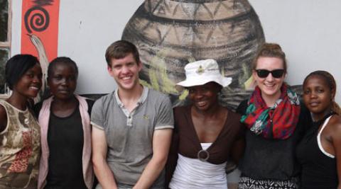 Peter with community members in Zimbabwe