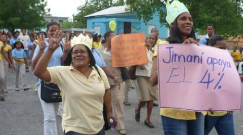 Women demonstrate in Jimani in Dominican Republic