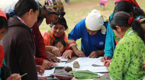 Women participating in a craft workshop at a Women's Support Group in Honduras