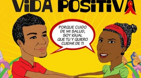 Dominican Republic poster promoting healthy living with HIV