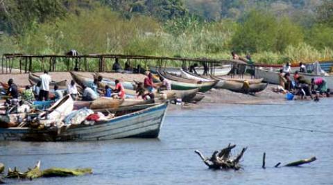 Boats on Lake Malawi