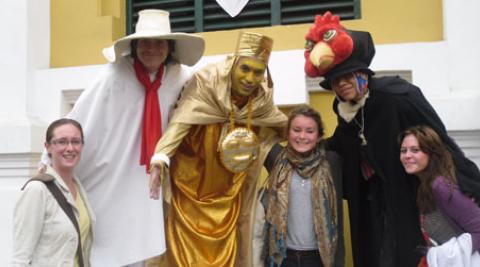 Empower volunteers with participants in a parade in Lima Peru