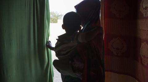 Mother and child in a village Progressio supported, Somaliland. 