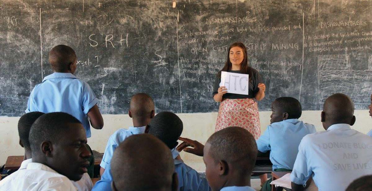 Tara teaching about HIV and AIDS