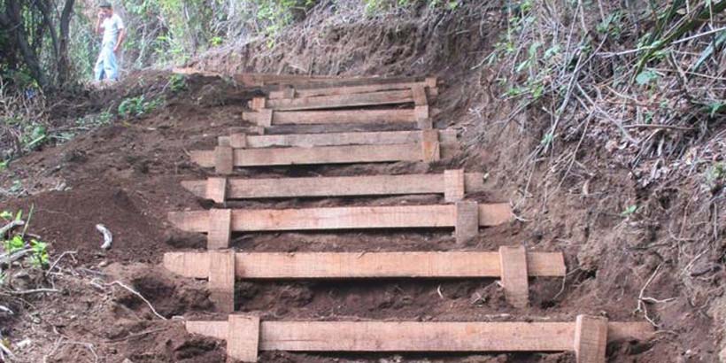 Steps constructed by the volunteers
