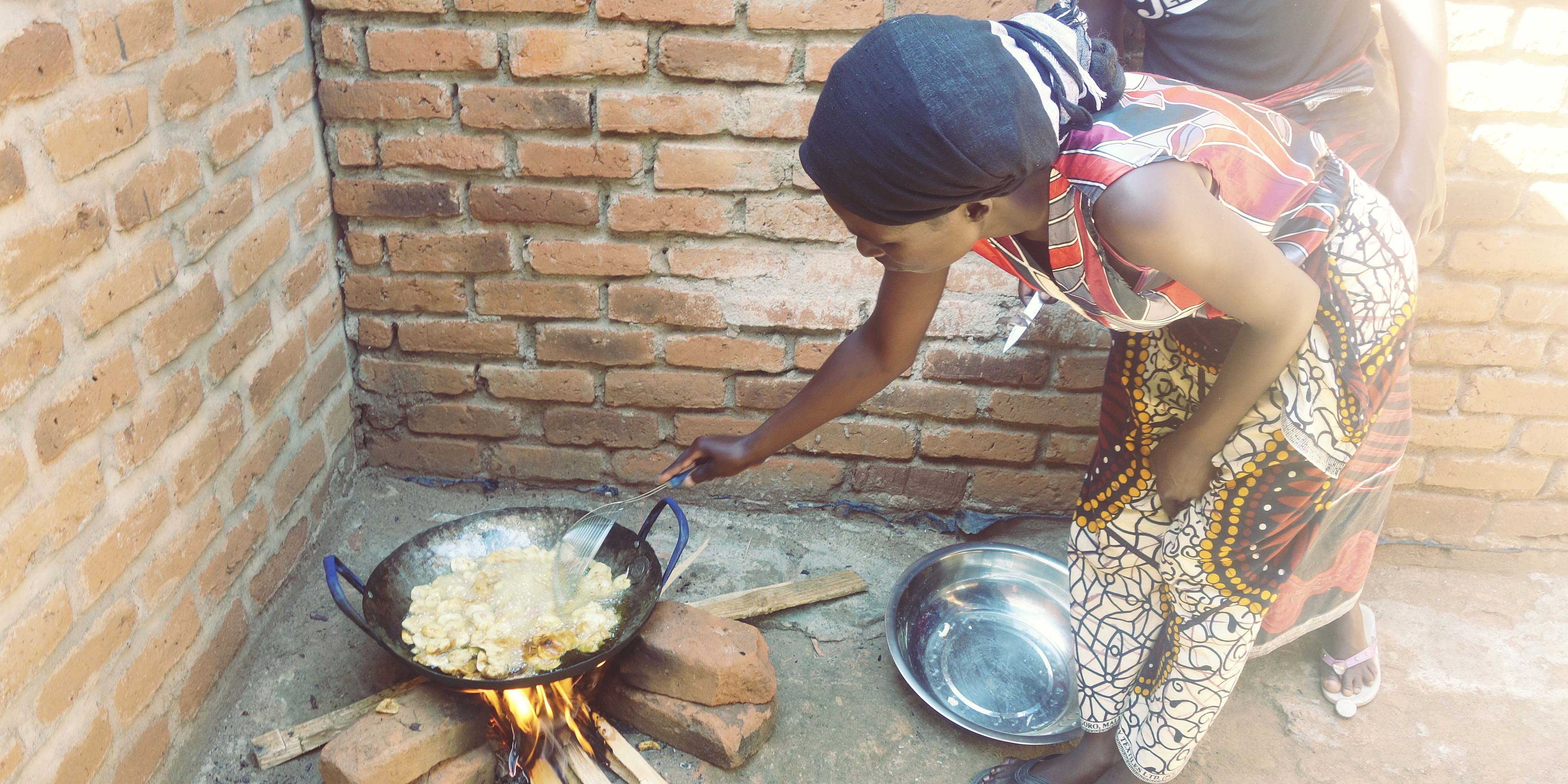 Faith preparing potato crisps